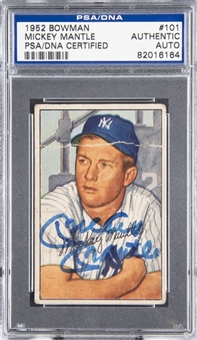 1952 Bowman #101 Mickey Mantle Signed Card – PSA/DNA Authentic